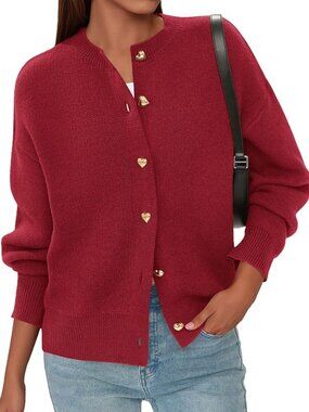 PRETTYGARDEN Cardigan Sweaters Large Red NWT